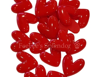 10 pcs Red Heart Flatbacks . Resin Cabochon . Flat back . Kawaii Charms . Bow Center . Valentine's Day