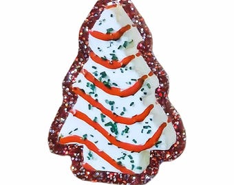 2 PCS Christmas Tree Cake Glitter Acrylic Flatbacks for Badge Reels, Jewelry, Phone Cases