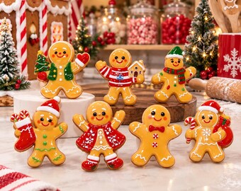 8 PCS Gingerbread Man Resin Flatbacks, Christmas Cabochons for DIY Gift Tags, Card Making