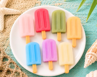 6 PCS Popsicle Resin Flatbacks, 3D Summer Cabochons for Hair Bows, Phone Case Decoden