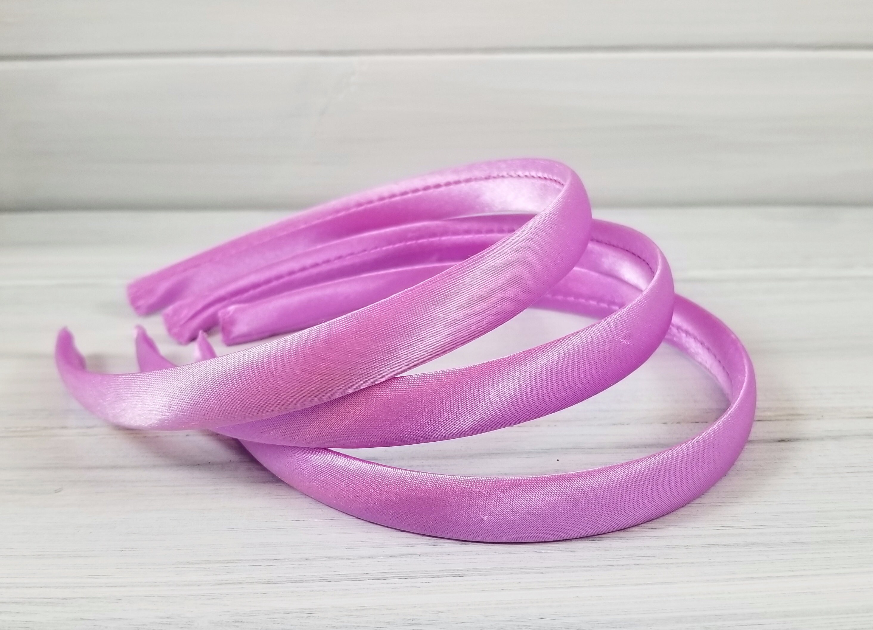 Thick Satin Headband Set of 3 Orchid 15 mm Headbands for Etsy