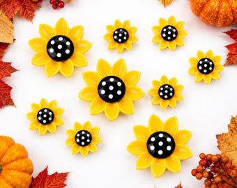 10 PCS Sunflower Resin Flatbacks, Fall Flower Cabochons for Jewelry Making, Crafts