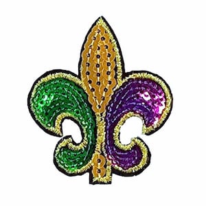 Sequin Mardi Gras Appliques | Fleur-de-Lis Iron-On Patches | Festival Embellishments for DIY Crafts