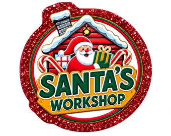 2 PCS Santa's Workshop Glitter Acrylic Flatbacks for Card Making, Magnets