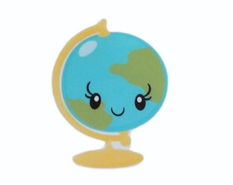 5 pcs Back To School Flatbacks . Planar Resin . Flat back . Cabochon . Charm . Bow Center . Globe . Earth Geography