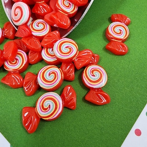 6 Candy Cabochons | Christmas Flatback | Wrapped Sweets Charm | DIY Holiday Embellishments