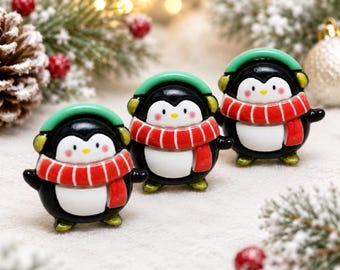 5 piezas de resina plana con forma de pingüino - Cabujón 3D de invierno para Kawaii Decoden, joyería DIY