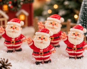 5 piezas de cabujones planos de resina de Papá Noel - Cabujones navideños 3D para la elaboración de tarjetas y accesorios de joyería.