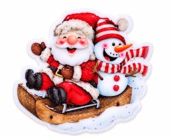 5 PCS Santa and Snowman Sled Planar Resin Flatbacks for Badge Reels, DIY Magnets