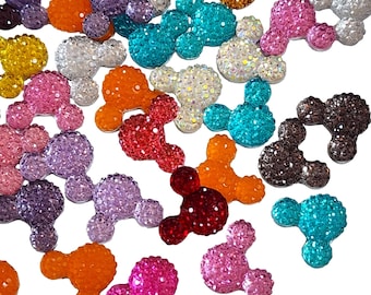 50 PCS Rhinestone Mouse Cabochon, Sparkly Flatbacks for Bows, Jewelry, Crafts