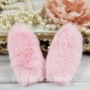 5 pairs Fluffy Bunny Ears | Pink Faux Fur Applique for Headbands | DIY Rabbit Ears | Fuzzy Animal Ears
