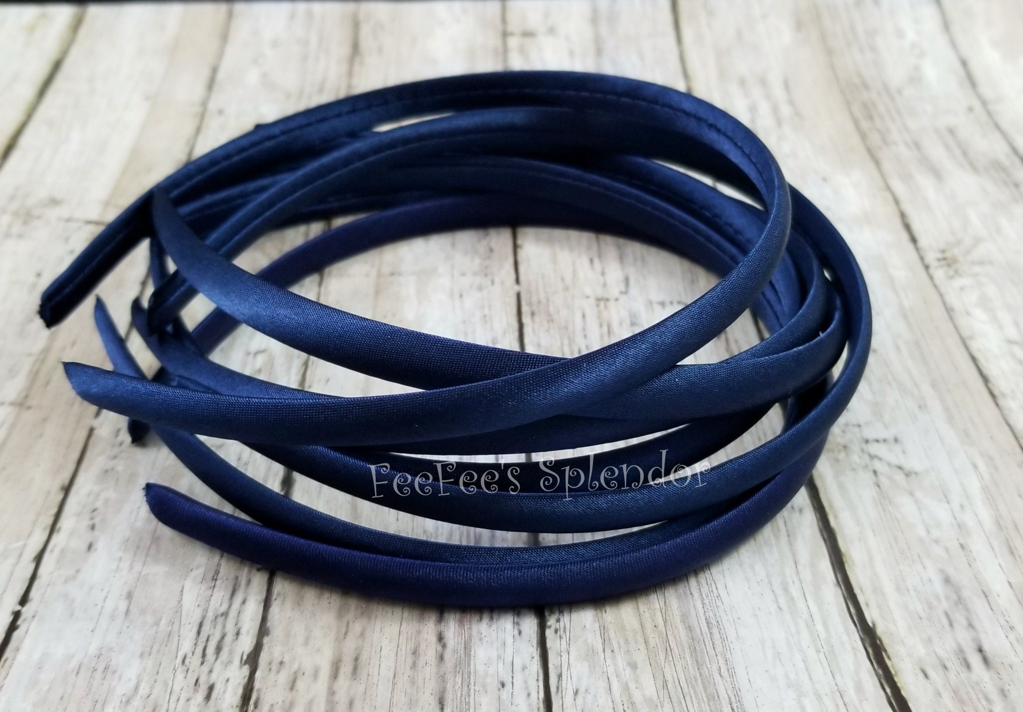 Navy Blue Satin headband 10 mm Satin headbands DIY Etsy