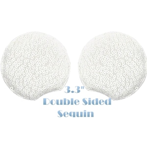 White Sequin Ears | Double-Sided 3.3&quot; DIY Mouse Ears | Costume Craft Supply | Padded Fabric Ears (1 PAIR)