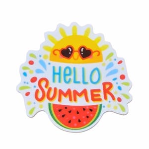 5 PCS "Hello Summer" Vacation Planar Resin Flatbacks for Badge Reels, Bow Centers, DIY Pen Toppers