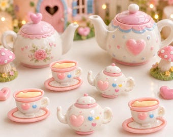 6 PCS Tea Party Resin Flatbacks, Cottagecore Cabochons for Jewelry, Scrapbooks