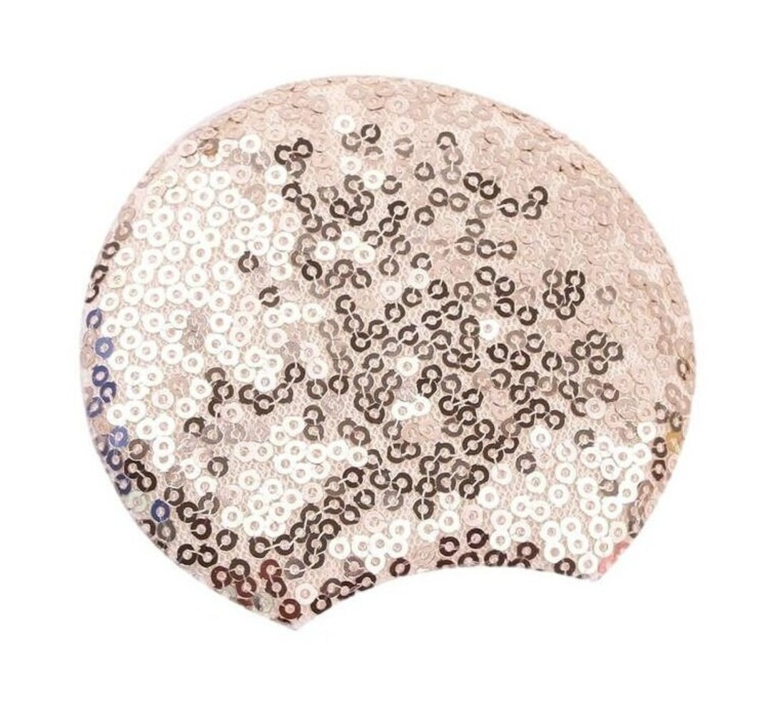 Padded Mouse Ears . Champagne Gold Sequin . 3.3 In. Double Sided Sequin