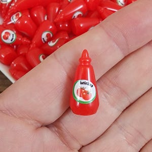 10pcs Ketchup Cabochons | Food-Themed Flatbacks | DIY Craft and Dollhouse Miniatures