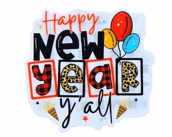 5 PCS Happy New Year Planar Resin Flatbacks for Jewelry, Scrapbooking