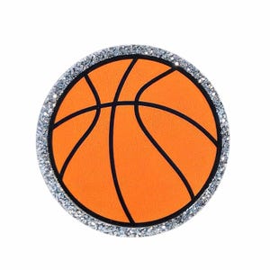 2 PCS Basketball Glitter Acrylic Flatbacks for Sports Badge Reels, Wristlet Charms