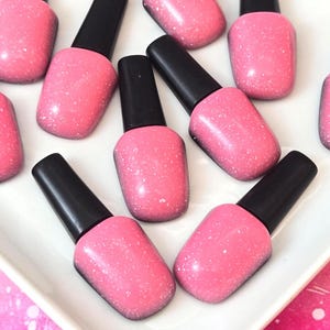 6pcs Nail Polish Cabochons | Pink Glam Beauty Flatbacks | DIY Makeup Craft Embellishments