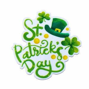 5 PCS "St. Patrick's Day" Top Hat Planar Resin Flatbacks for Badge Reels, Card Making, Bow Centers