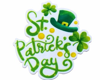 5 PCS "St. Patrick's Day" Top Hat Planar Resin Flatbacks for Badge Reels, Card Making, Bow Centers