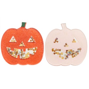 5pcs Halloween Resin Shakers | Glitter Flatbacks | Pumpkin Cabochon | Jack-O’-Lantern Charms