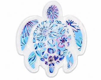 2 piezas de acrílico con purpurina en forma de tortuga marina para bisutería DIY y colgantes para bolsos de playa.