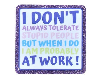 2 PCS Co-Worker Humor Glitter Acrylic Flatbacks for DIY Magnets, Badge Reels