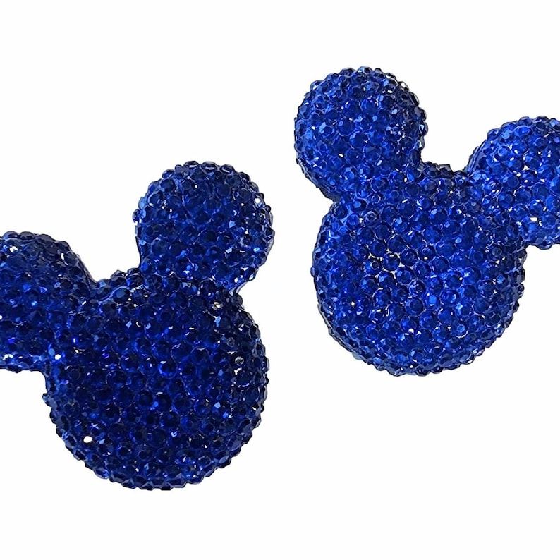 10 pcs Rhinestone Mouse Flatbacks . Resin Cabochon . Flat back . Charm . Bow Center . Royal Blue image 1