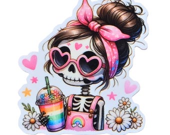 5 PCS Sugar Skull Chick Planar Resin Flatbacks for Phone Case Deco, DIY Jewelry