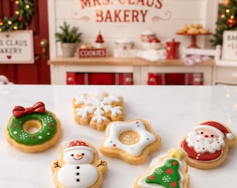 Christmas Cookie Resin Flatbacks, 3D Food Cabochons for DIY Jewelry, Scrapbooking