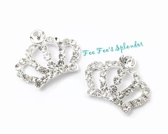 Rhinestone Crown Button - Crown rhinestone embellishment - Crown charm button - Sparkling crown DIY hair jewelry