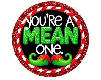 2 PCS You're A Mean One Glitter Acrylic Flatbacks for Card Making, Holiday Crafts