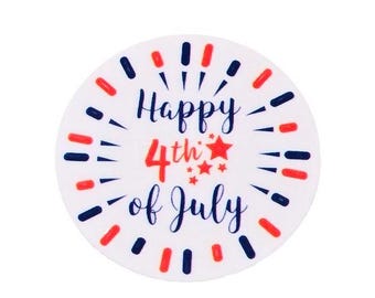 5 PCS "Happy 4th Of July" Resin Flatbacks for Badge Reels, Bow Centers, Paper Crafts