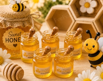 5 PCS Honey Resin Flatbacks - 3D Honey Jar Cabochon for Fake Bakes, Crafts, Jewelry