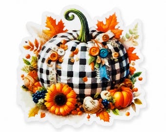 5 piezas de resina plana "Calabaza a cuadros" para otoño, ideales para portacredenciales, manualidades y llaveros DIY.