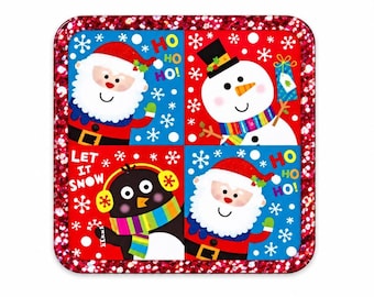 2 PC Christmas Crew Glitter Acrylic Flatbacks for Badge Reels, Keychains