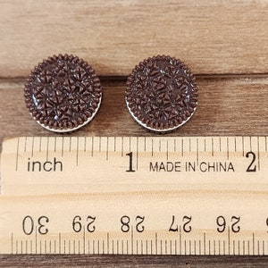 10 pcs Chocolate Cookie Flatbacks . Resin Cabochon . Flat back . Charm . Bow Center . Sandwich Cookies image 3