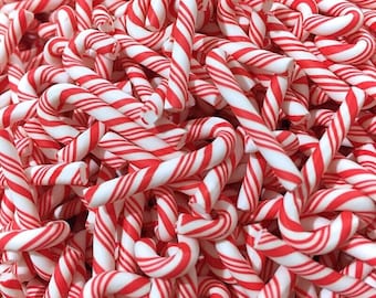 20 PCS "Candy Cane" Cabochons - Mini Peppermint Sticks for Fake Bake, Slime Charms