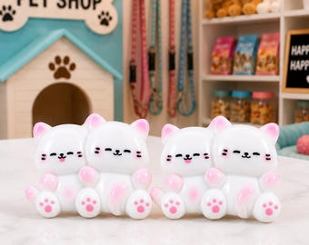 5 piezas de resina con forma de gato de peluche, cabujones 3D de gatito para centros de lazos, joyería DIY.