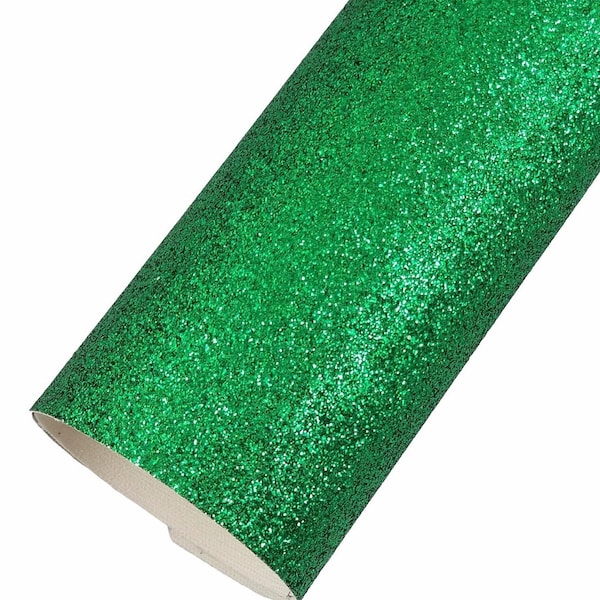 Pack of 3 . Fine Glitter Sheets . A4 Emerald Green . Thin Solid Glitter Canvas Sheet