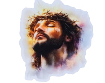 5 piezas de marcadores planos de resina con la imagen de Jesucristo para manualidades con papel y escrituras.