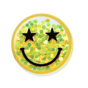 5pcs Happy Face Resin Shakers | Glitter Flatbacks | Smile Cabochon | Smiling Charms
