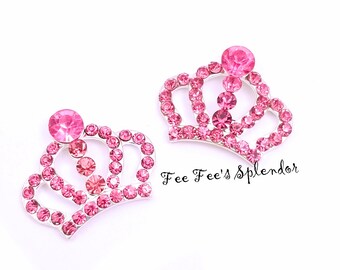 Rhinestone Crown Button - Crown rhinestone embellishment - Crown charm button - Sparkling crown DIY hair jewelry