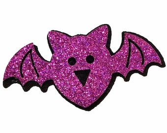 10pcs Glitter Bat Appliques | Halloween Felt Embellishments | DIY Craft and Sewing Supplies