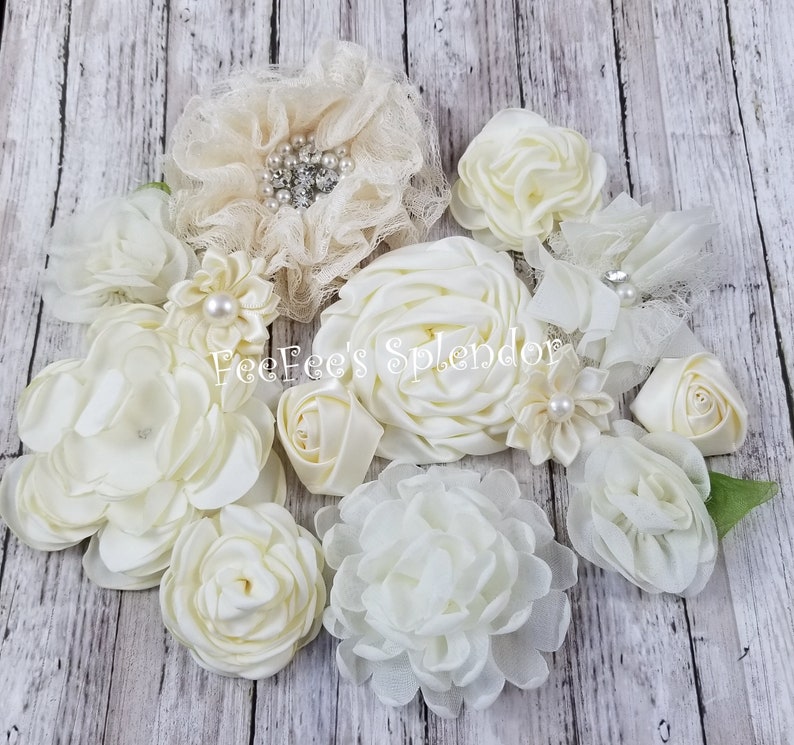 5 pieces GRAB BAG 1/" petite satin rolled rosette flower //DIY baby headband