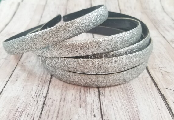 Glitter Headband 2 Pc Silver Sparkle Headband Diy Headband Etsy