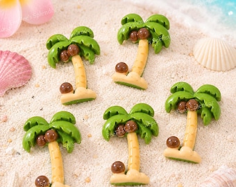 5 PCS "Palm Tree" Resin Flatbacks - 3D Summer Cabochons for DIY Jewelry, Hair Accessories