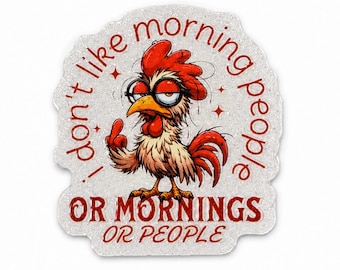 2 unidades de adhesivos acrílicos planos con purpurina "Morning People" para portacredenciales, soportes para teléfono y llaveros DIY.